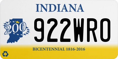 IN license plate 922WRO