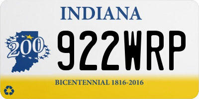 IN license plate 922WRP