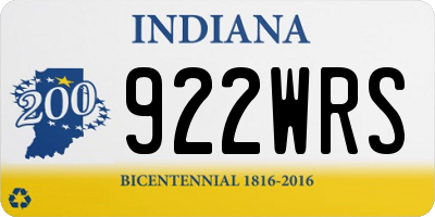 IN license plate 922WRS