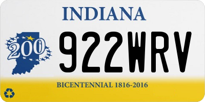 IN license plate 922WRV