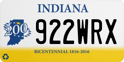 IN license plate 922WRX