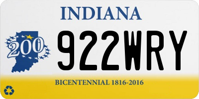 IN license plate 922WRY