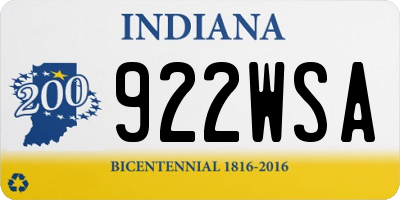 IN license plate 922WSA
