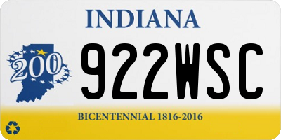 IN license plate 922WSC