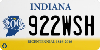 IN license plate 922WSH