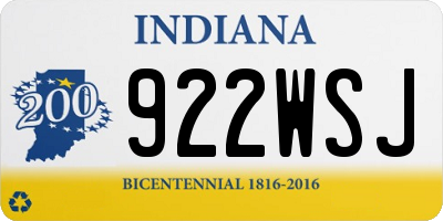 IN license plate 922WSJ