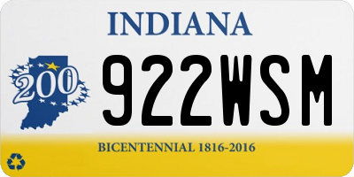 IN license plate 922WSM