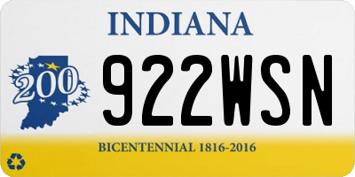 IN license plate 922WSN
