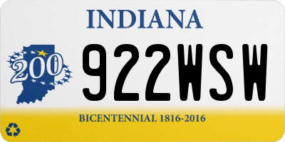 IN license plate 922WSW