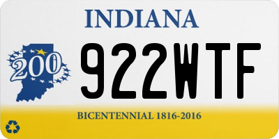 IN license plate 922WTF