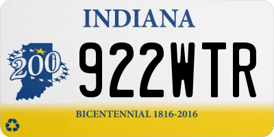 IN license plate 922WTR