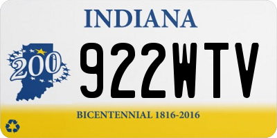 IN license plate 922WTV