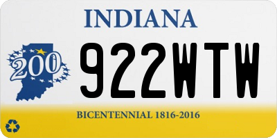 IN license plate 922WTW