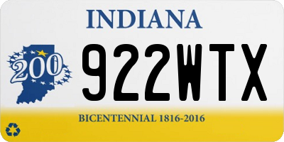 IN license plate 922WTX