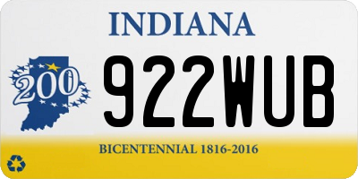 IN license plate 922WUB