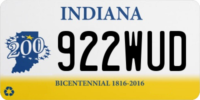 IN license plate 922WUD