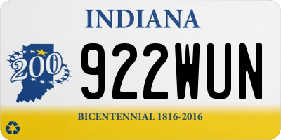 IN license plate 922WUN