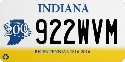 IN license plate 922WVM