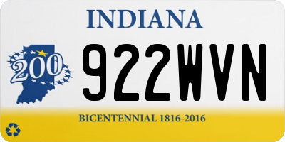 IN license plate 922WVN
