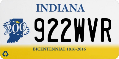 IN license plate 922WVR
