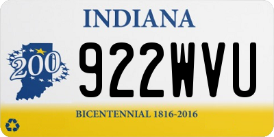 IN license plate 922WVU