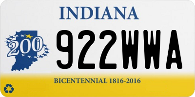 IN license plate 922WWA