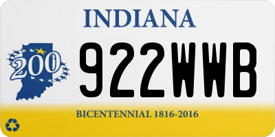 IN license plate 922WWB