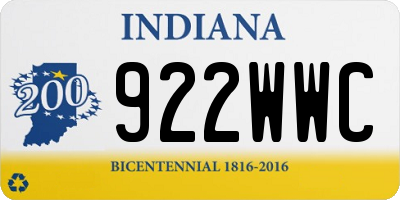 IN license plate 922WWC