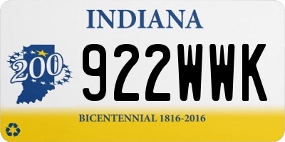IN license plate 922WWK