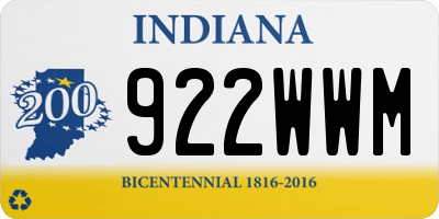 IN license plate 922WWM