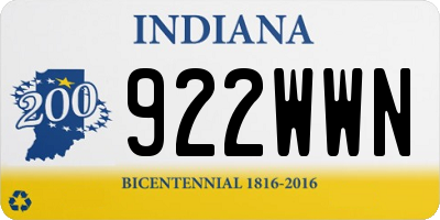 IN license plate 922WWN