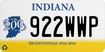 IN license plate 922WWP