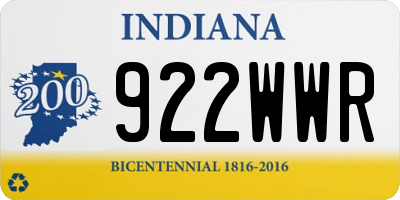 IN license plate 922WWR