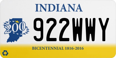 IN license plate 922WWY