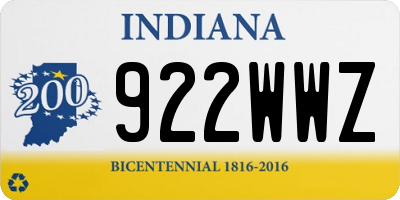 IN license plate 922WWZ