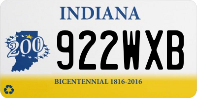 IN license plate 922WXB