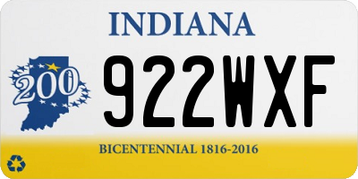 IN license plate 922WXF