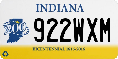 IN license plate 922WXM