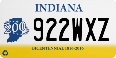IN license plate 922WXZ
