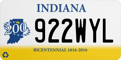 IN license plate 922WYL