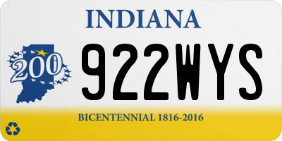 IN license plate 922WYS