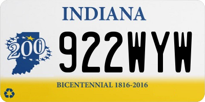 IN license plate 922WYW