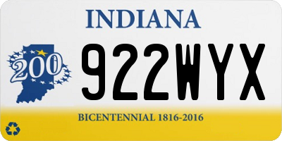 IN license plate 922WYX