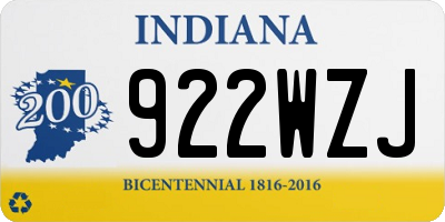 IN license plate 922WZJ