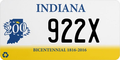 IN license plate 922X