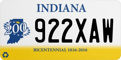 IN license plate 922XAW