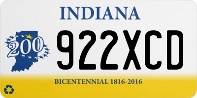 IN license plate 922XCD