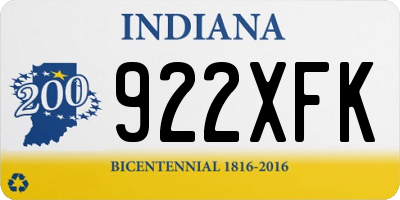 IN license plate 922XFK