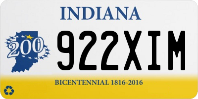IN license plate 922XIM