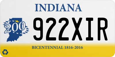 IN license plate 922XIR